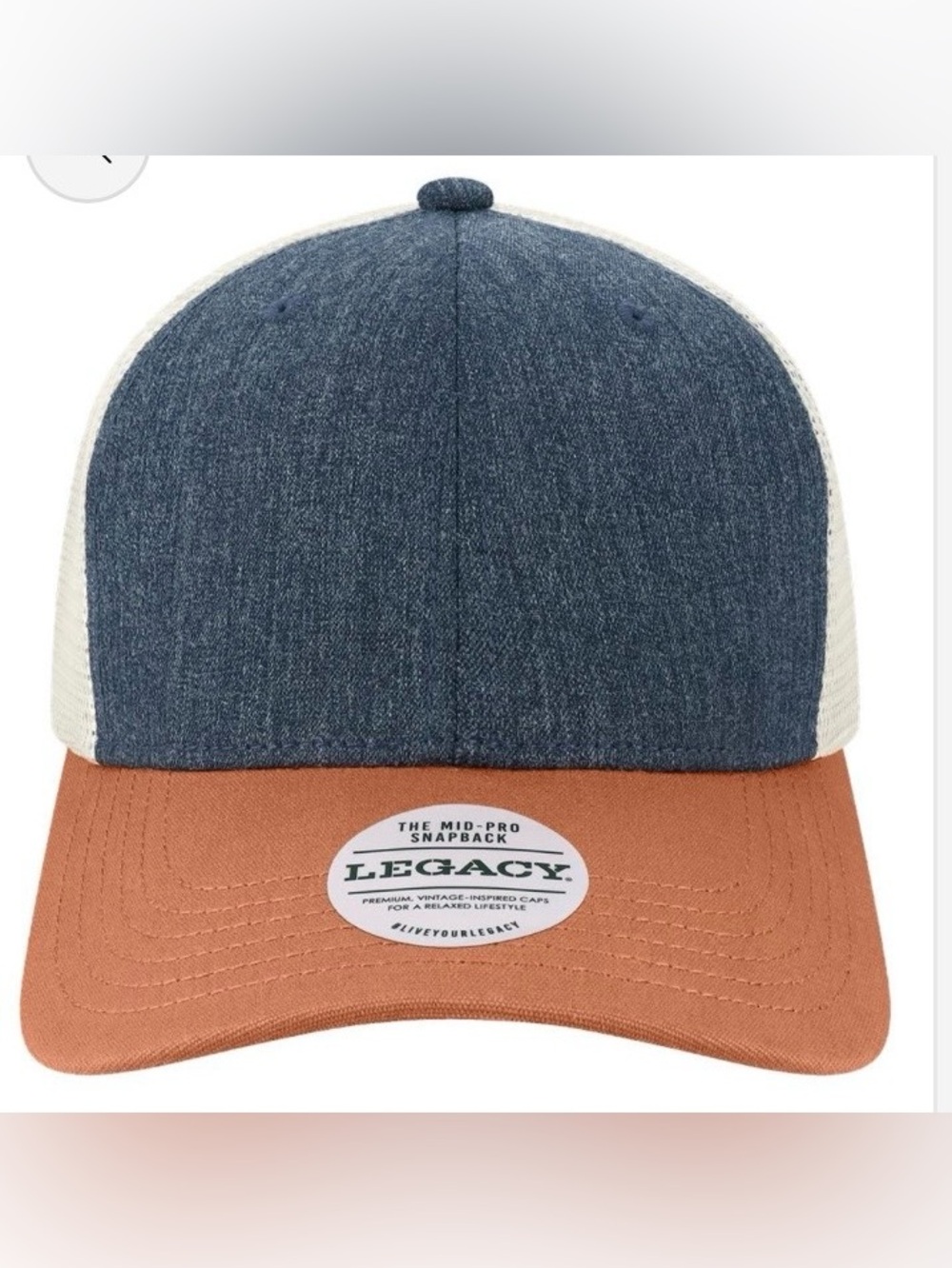 Legacy Two-Tone Denim & Rust Snapback Cap